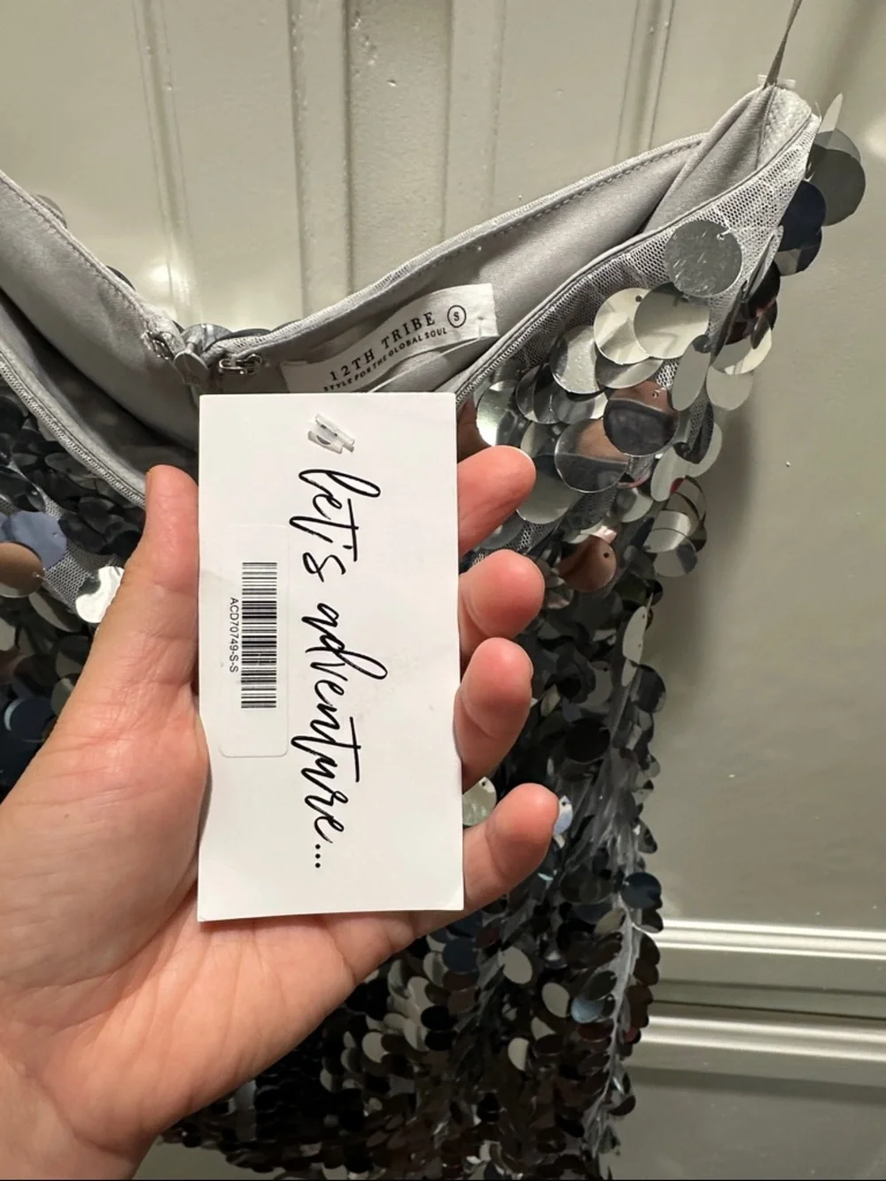 12th Tribe Silver Sequin Mini Dress - Picture 5 of 7